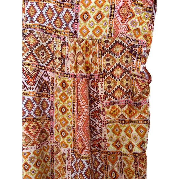 Nine West Women's Orange Printed Tassel Neck Dress Size 12-w3205 - Picture 10 of 11